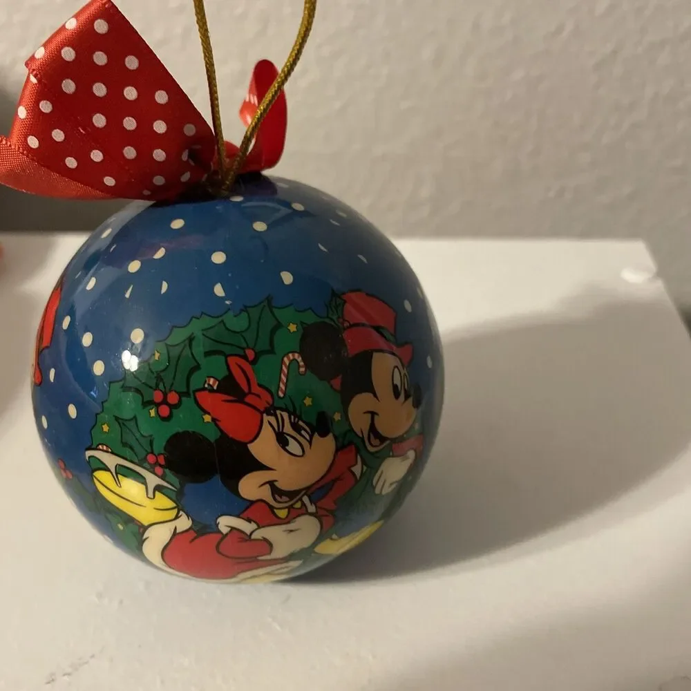 Enesco Disney Mickey Minnie 1996 Christmas Ornament Ball Blue Ice Skating